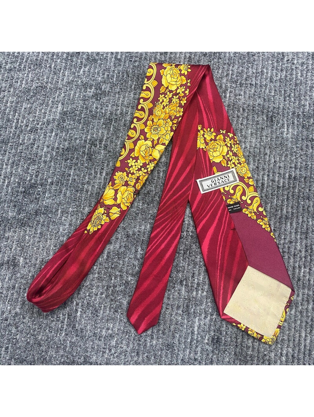 Gianni Versace Vintage Foral Abstract Tie Hand Made In Spain Silk Necktie *READ - Picture 8 of 13